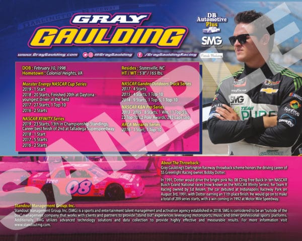 2019 Gray Gaulding Hero Card Sample Back