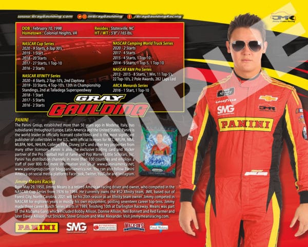 2021 Gray Gaulding Hero Card Panini NASCAR