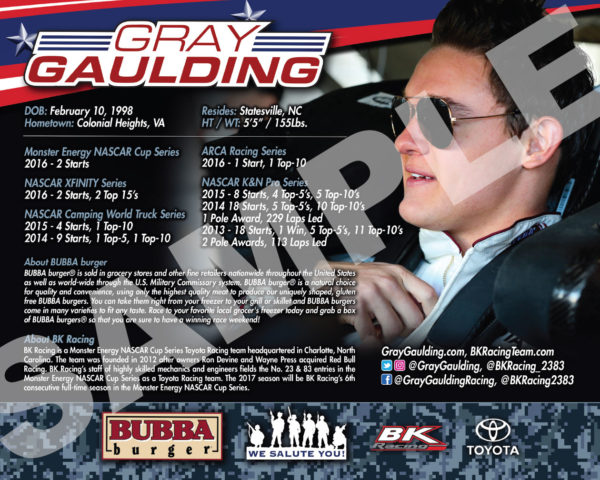 gray gaulding hero card 2017 bubba burger b